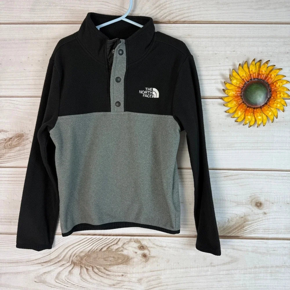The‎ North Face Boys Pullover Fleece Top Shirt Black Gray XS/6